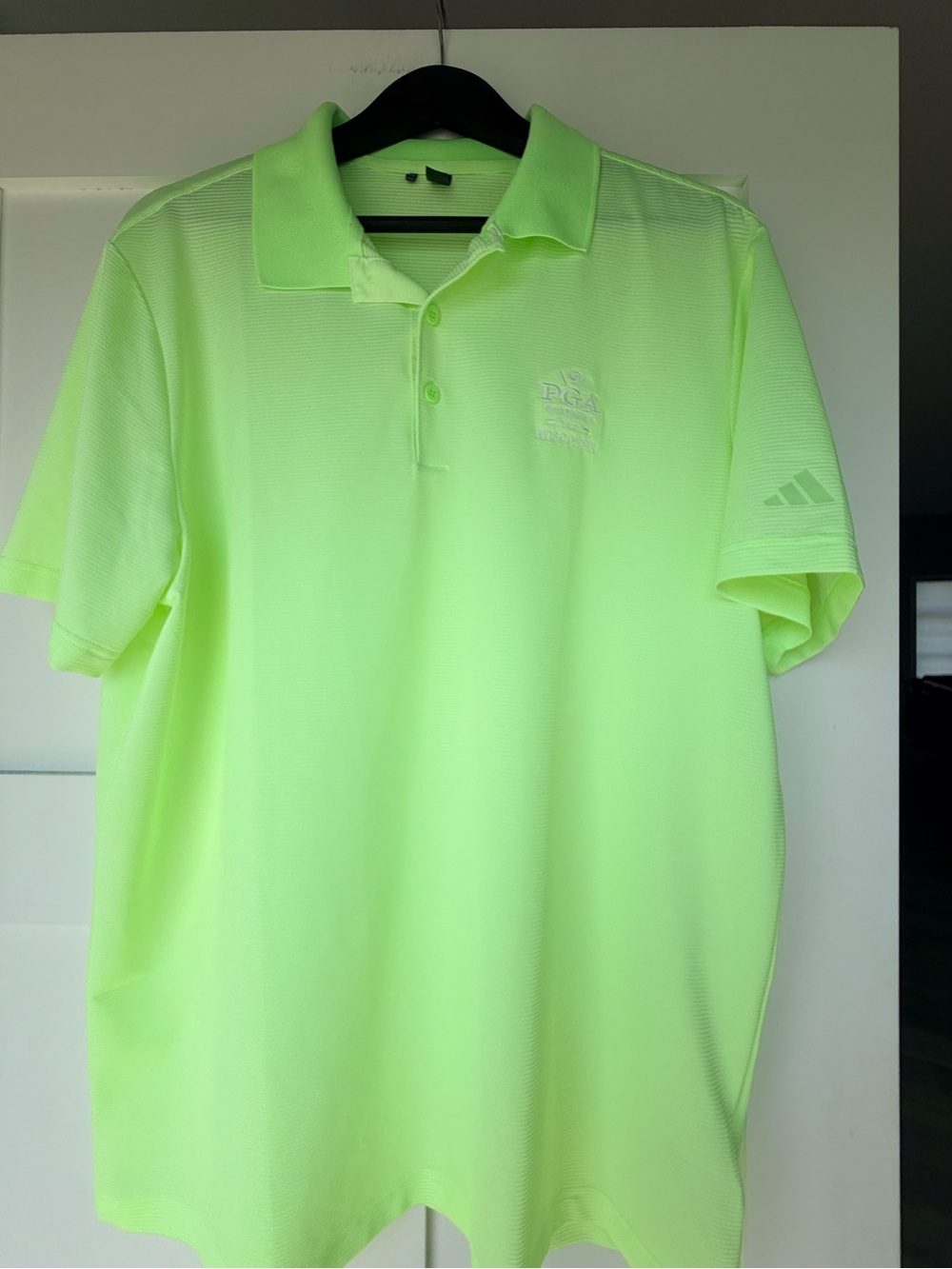 Adidas Men’s Neon Green Performance Polo Shirt - PGA Tour Logo